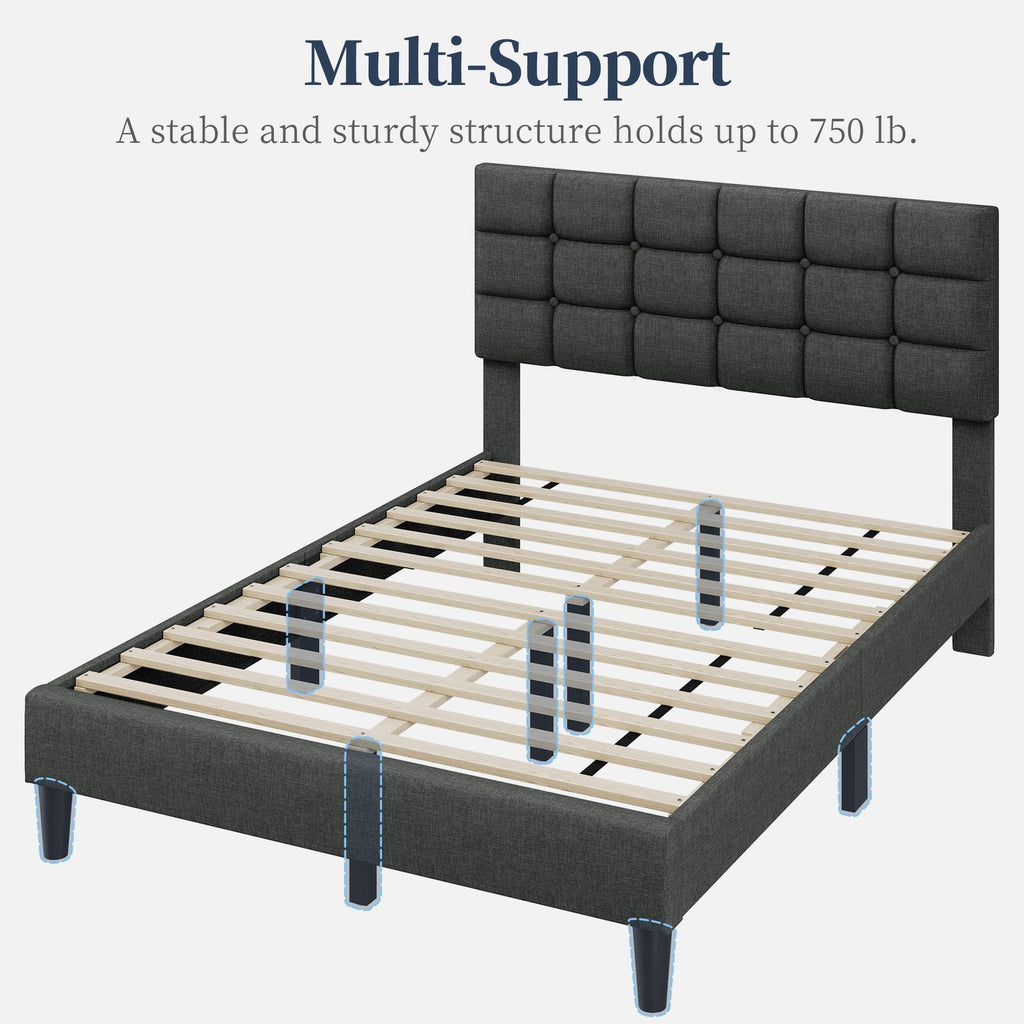Full Size Upholstered Tufted Bed Frame with Headboard P561684