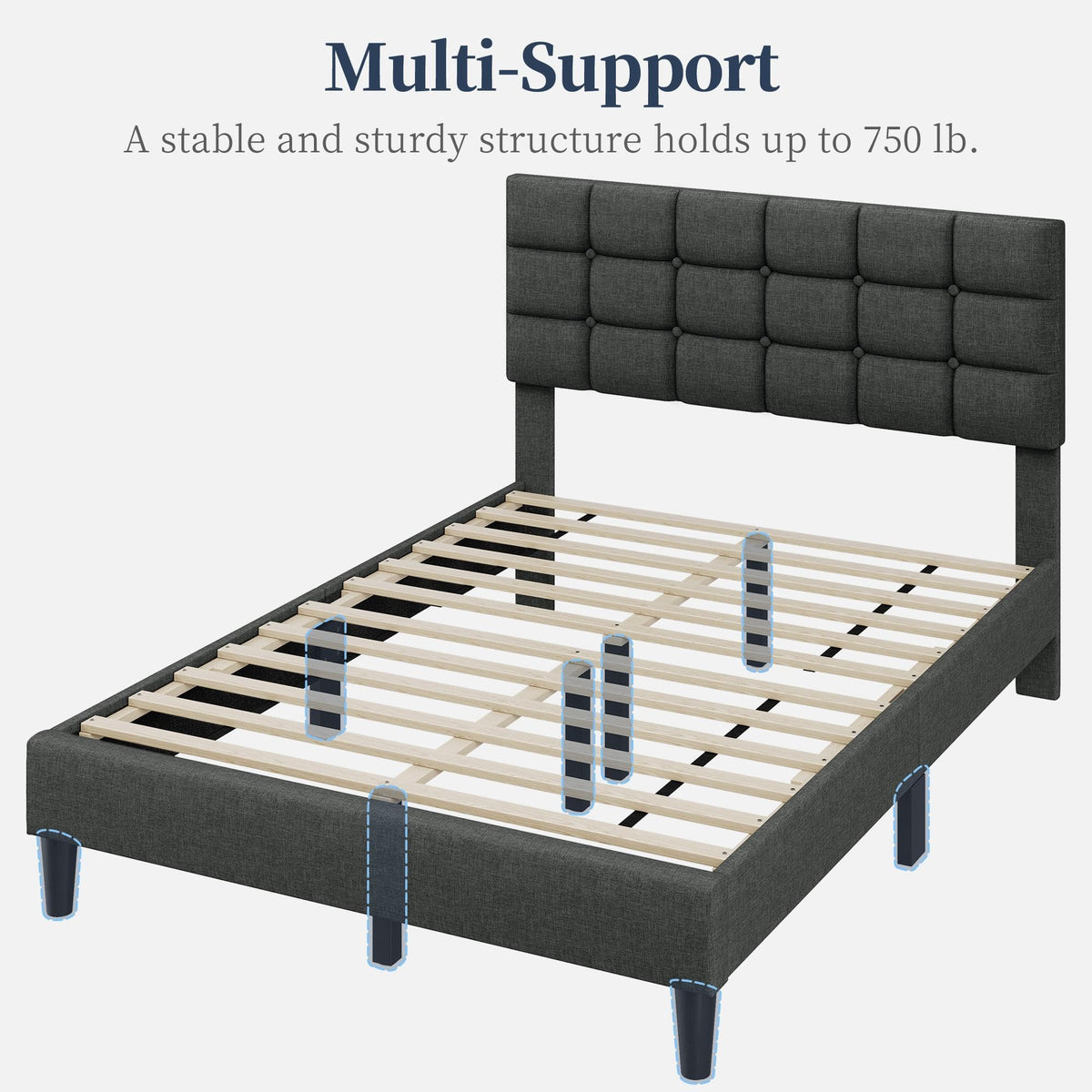 Full Size Upholstered Tufted Bed Frame with Headboard P561684