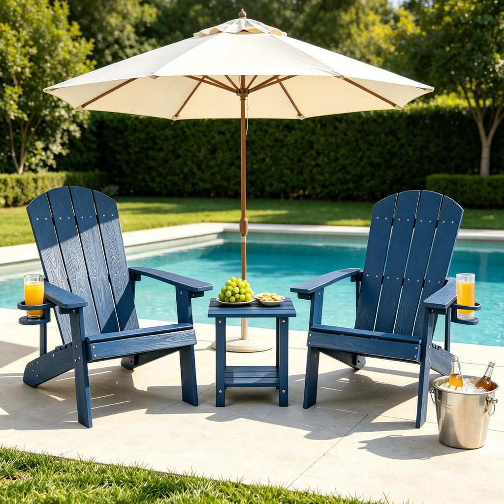 Blue HDPE Adirondack Chair with Cup Holders H16492