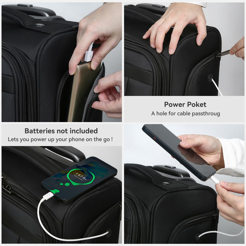 16 Inch Underseat Carry on Luggage with Wheels Black U34455