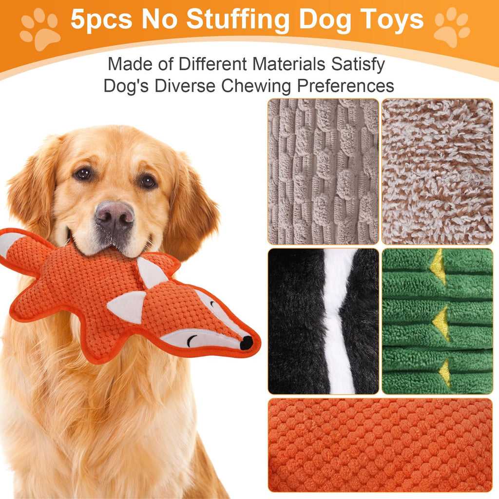 5 Pack Squeaky Plush Dog Toys with Crinkle Paper F750