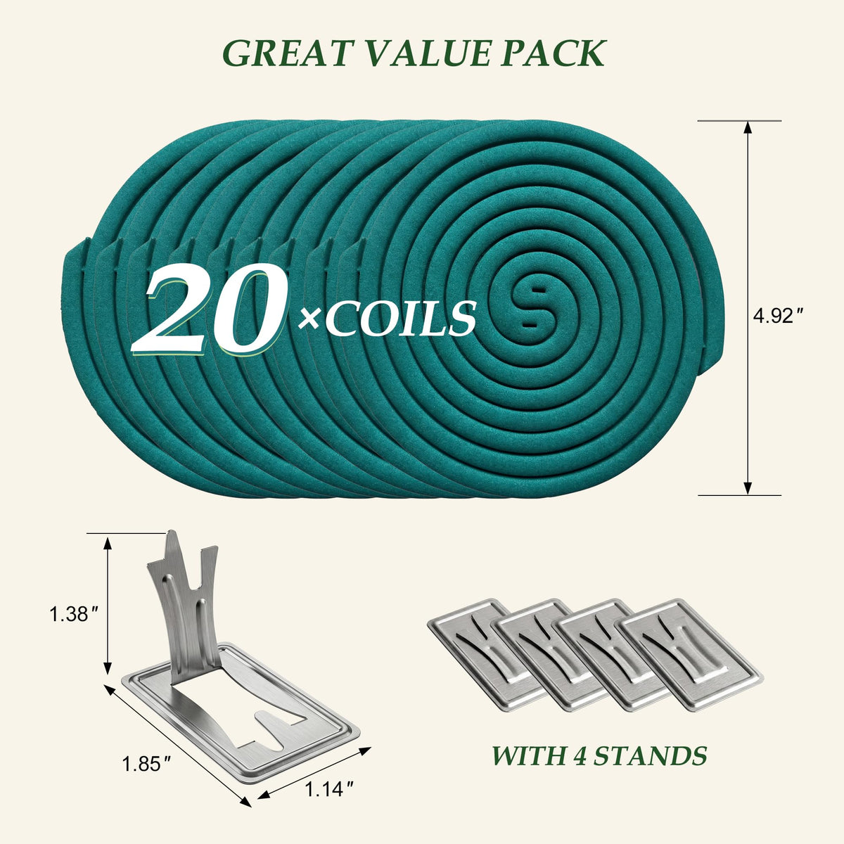 Mosquito Repellent Incense Coils with Citronella Oil, 20 Count M748920