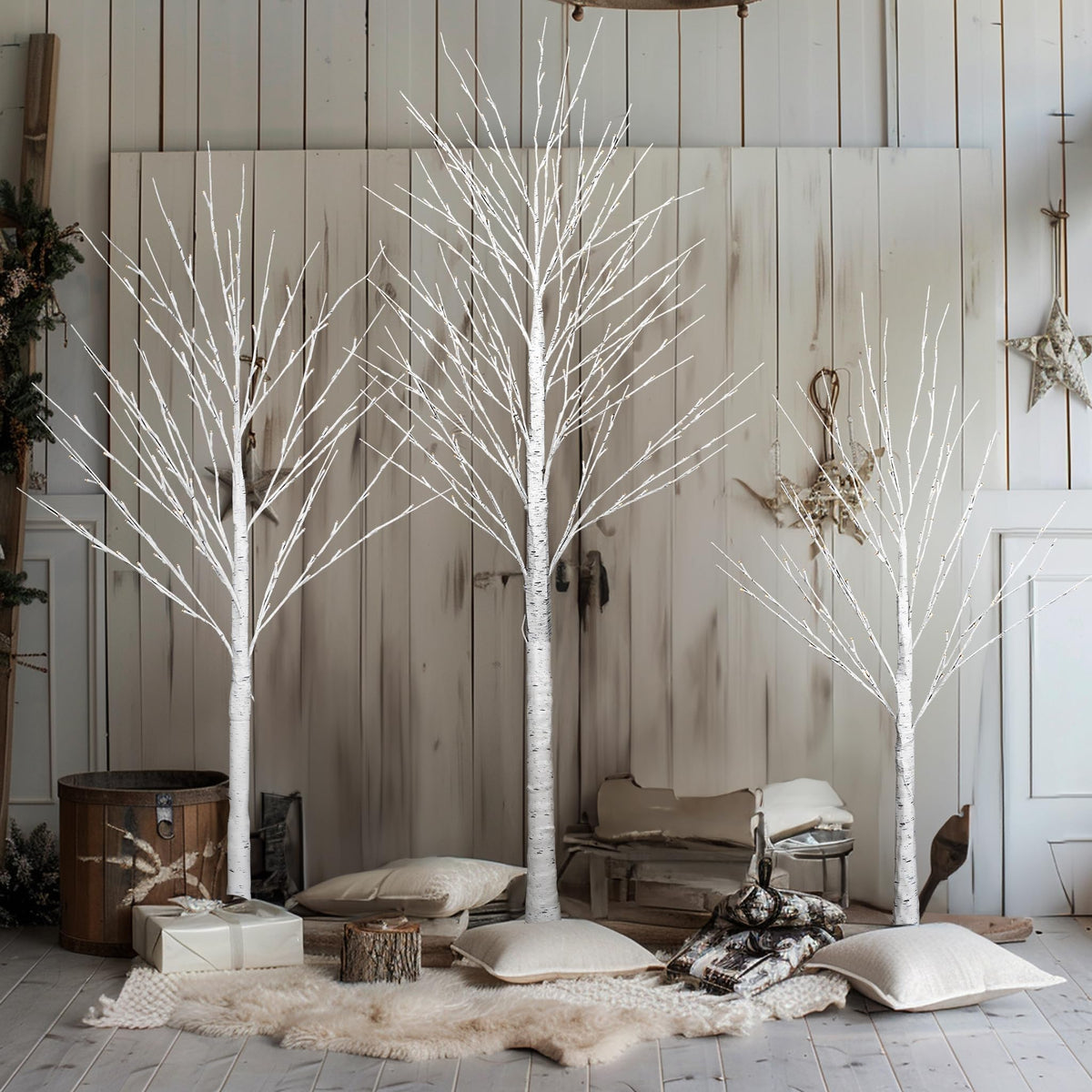 Light up Birch Tree 3 Pack Pre lit Christmas Tree A970