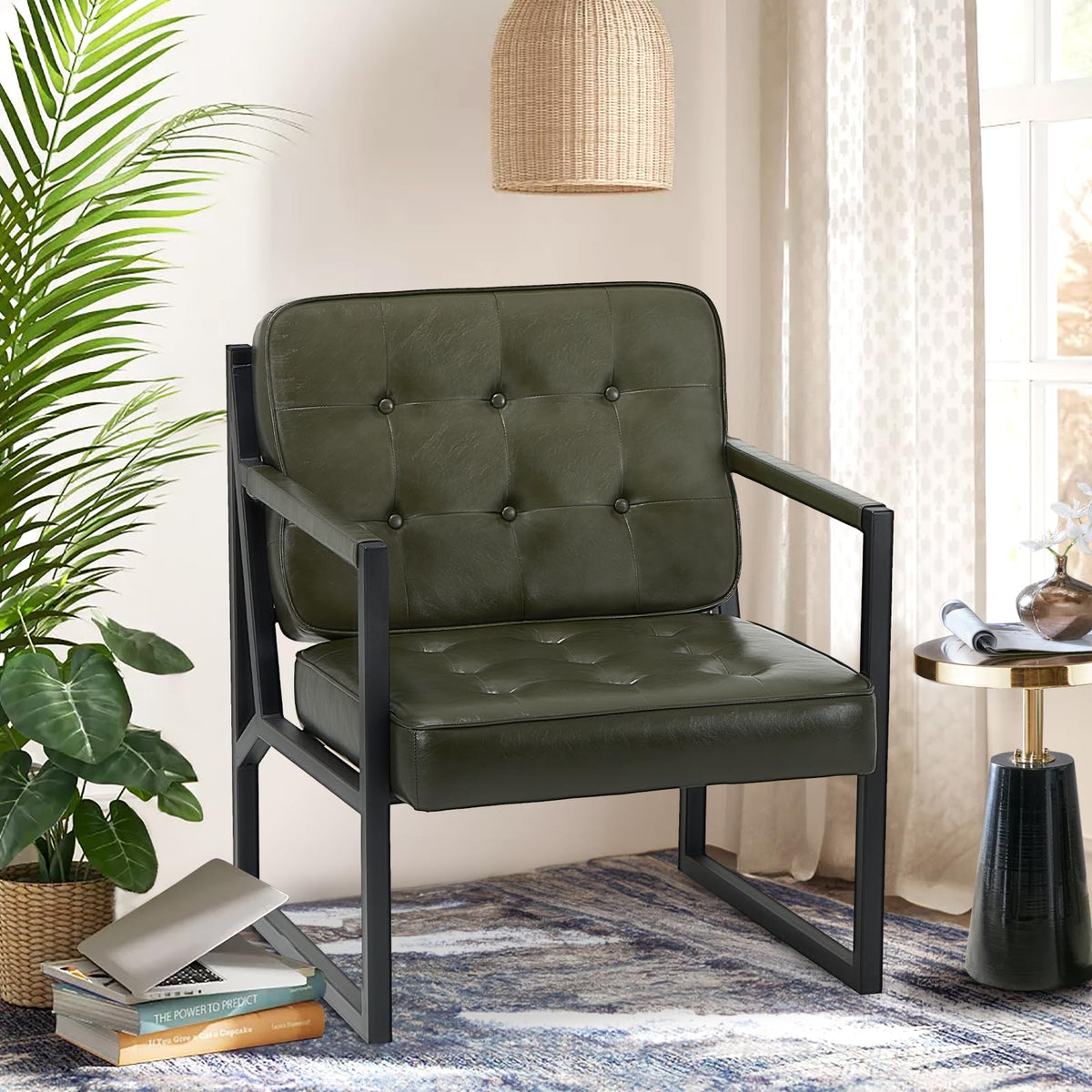 Green Leather Accent Chair Set of 2 F296844