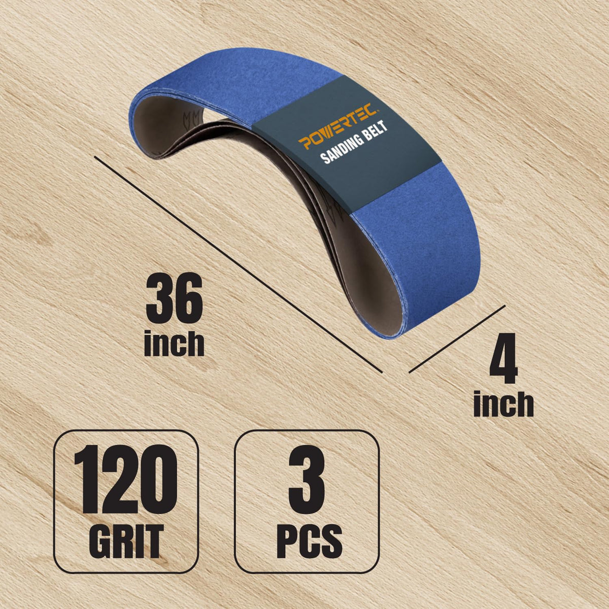 4 x 36 Inch 120 Grit Zirconia Sanding Belts K321613