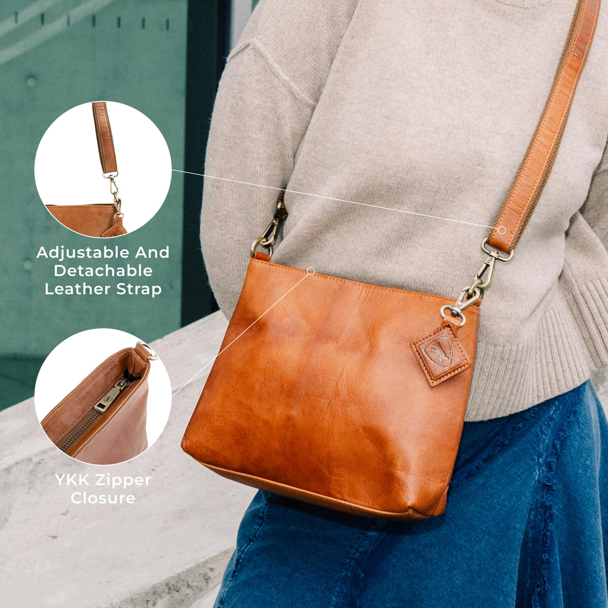 Full Grain Leather Crossbody Purses Q56962