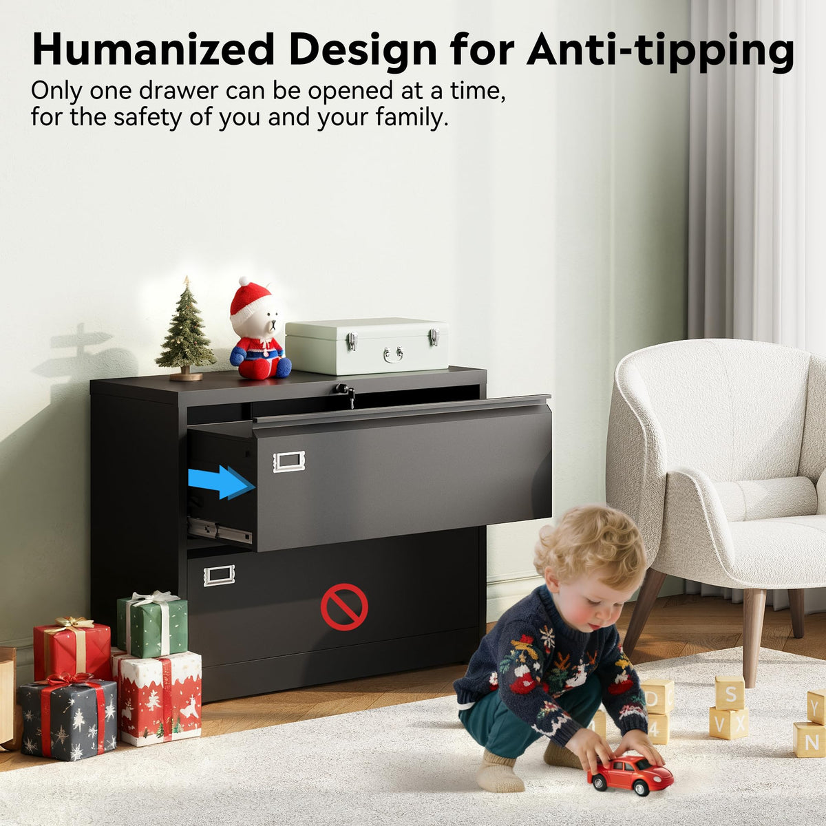 2 Drawer File Cabinet with Lock B9440
