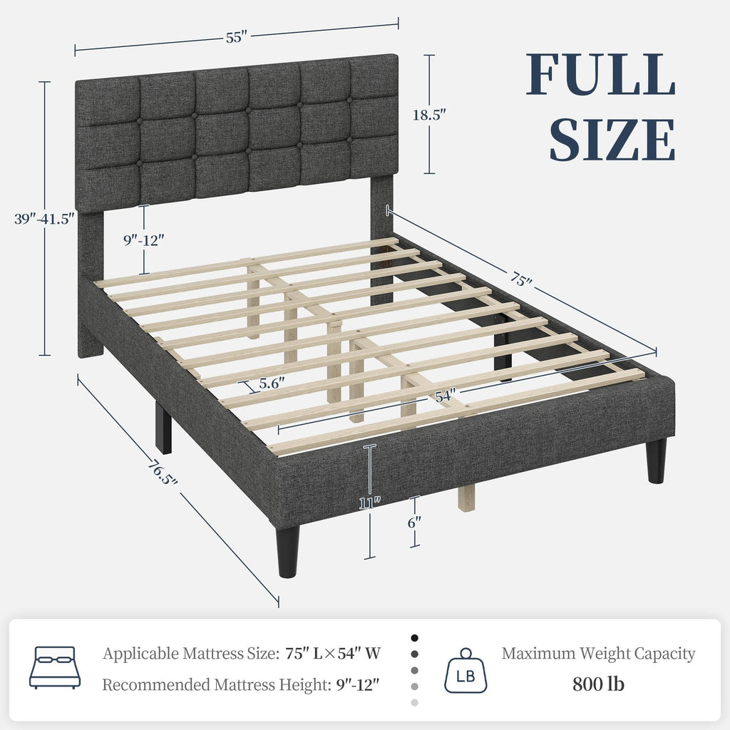 Full Size Upholstered Tufted Bed Frame with Headboard P561684
