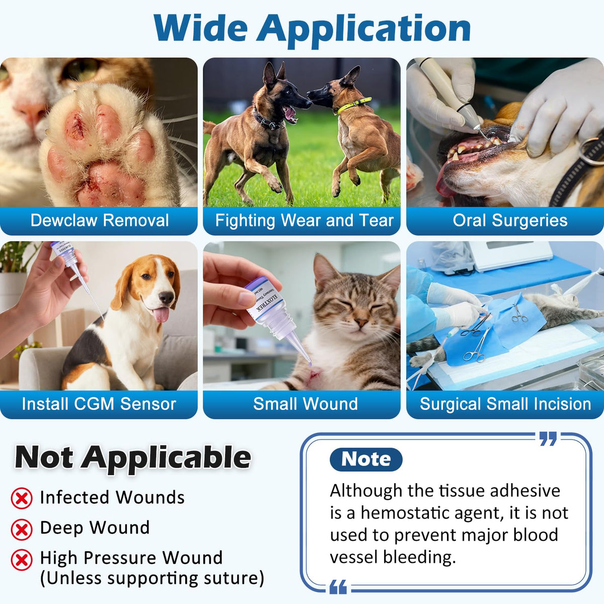 3ml Veterinary Surgical Skin Glue with 15 Applicators I369