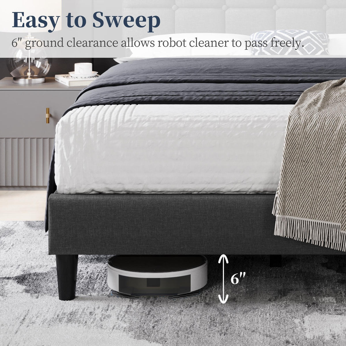 Full Size Upholstered Tufted Bed Frame with Headboard P561684