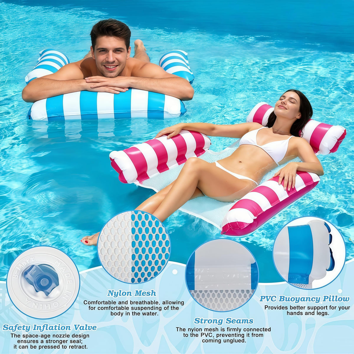 4 Pack Inflatable Pool Float Chair I6767