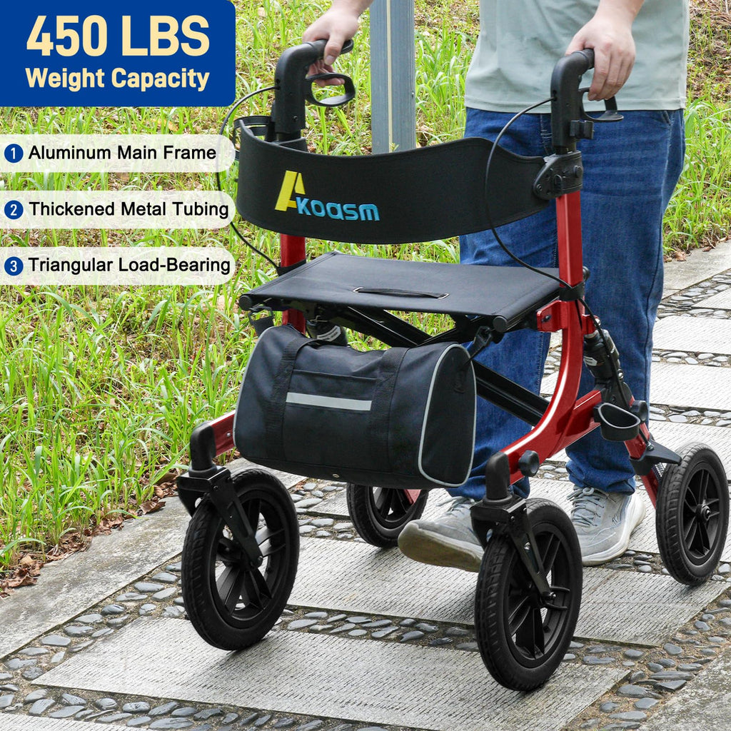 Outdoor Rollator Walkers with 12" Front Wheels P9488