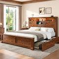 Full Size Bed Frame with Storage Headboard and 4 Drawers N48513