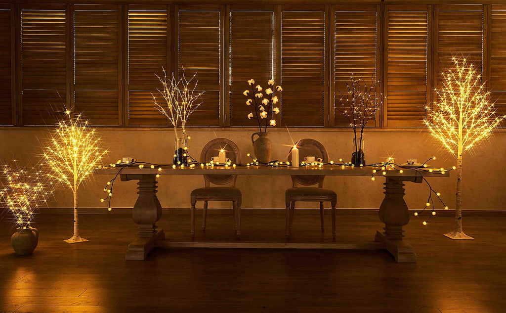 Lighted White Birch Twig Branches 30IN 150 LED with Timer and Dimmer K439001