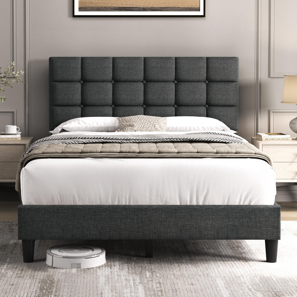 Full Size Upholstered Tufted Bed Frame with Headboard P561684