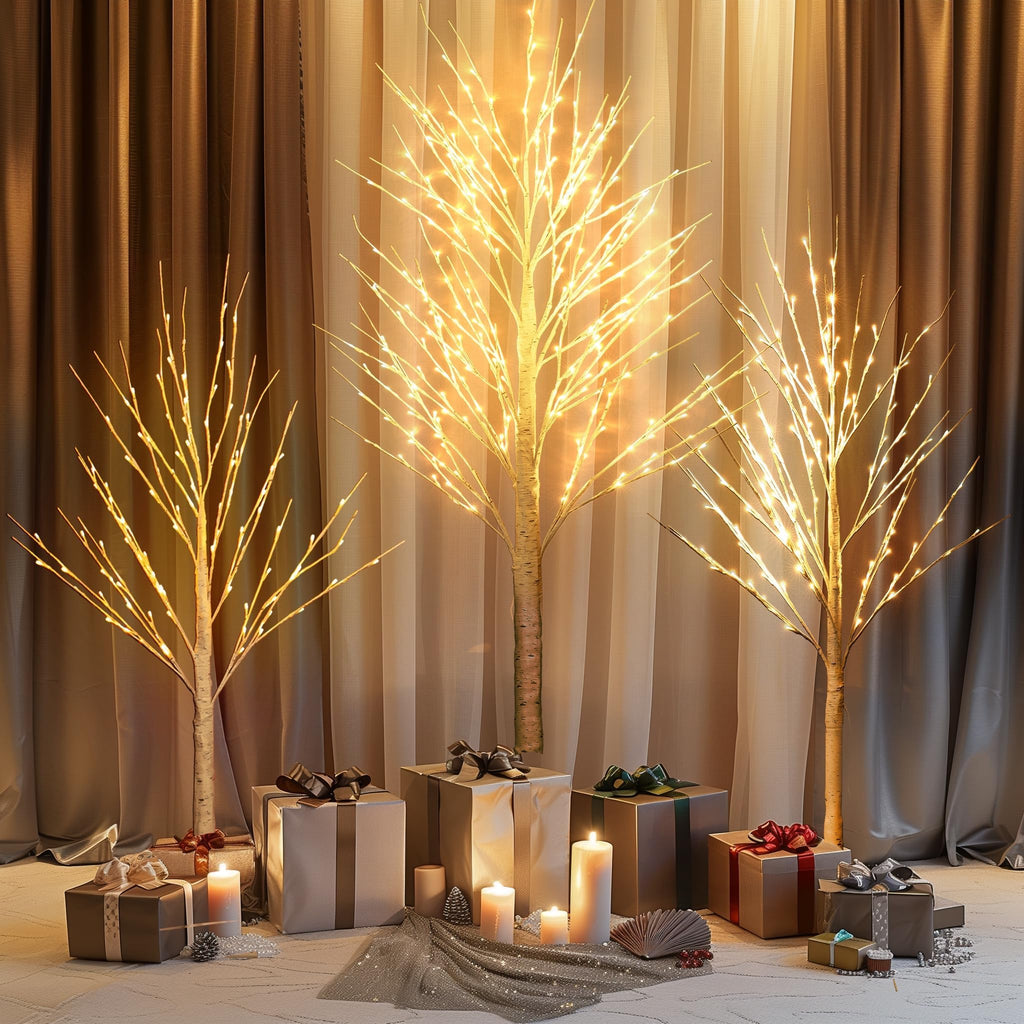 Light up Birch Tree 3 Pack Pre lit Christmas Tree A970