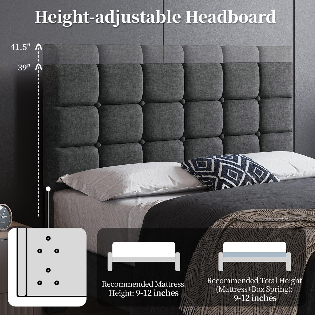 Full Size Upholstered Tufted Bed Frame with Headboard P561684