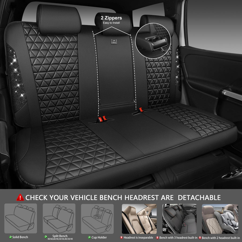 Black Leather Car Seat Covers Full Set D65196