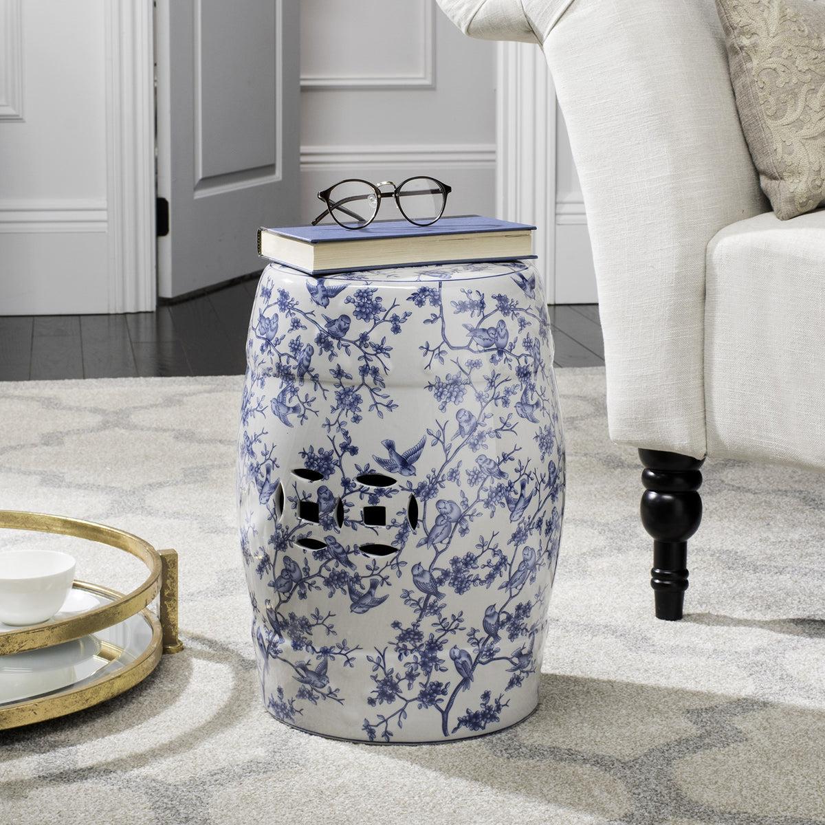 Blue Ceramic Garden Stool F5730