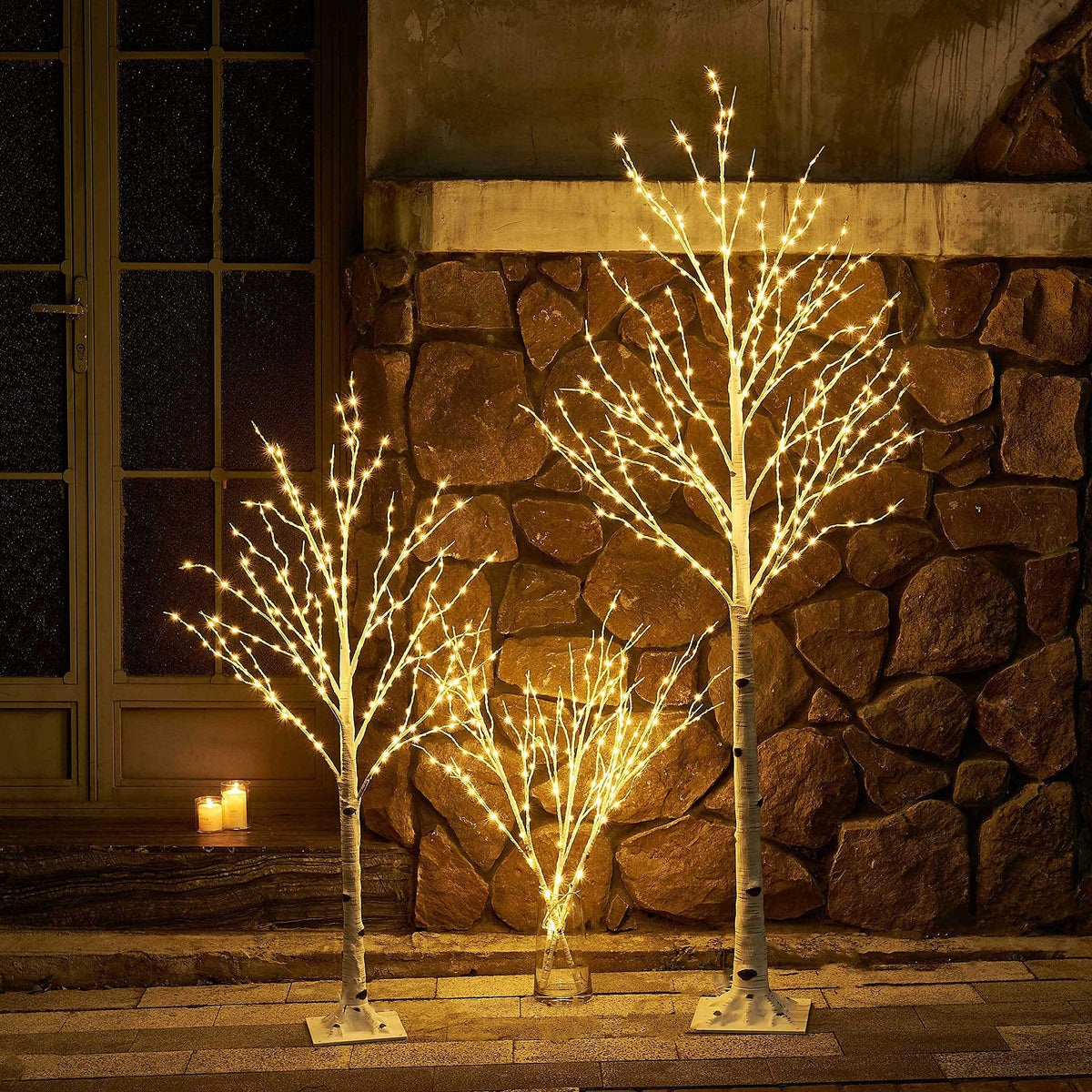 Lighted White Birch Twig Branches 30IN 150 LED with Timer and Dimmer K439001